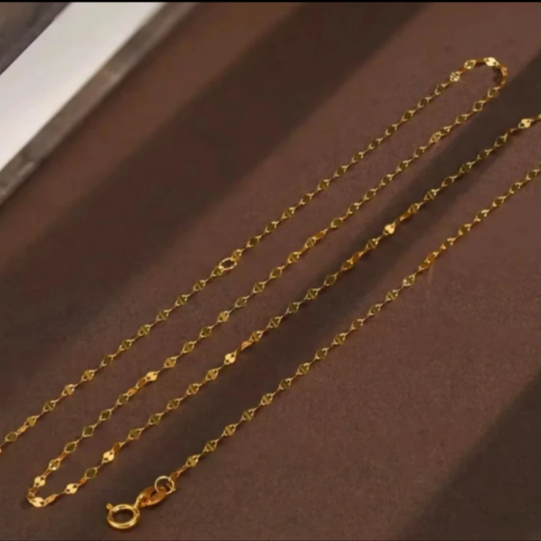 （七夕专享）18K金经典爆闪鱼唇片片项链45cm