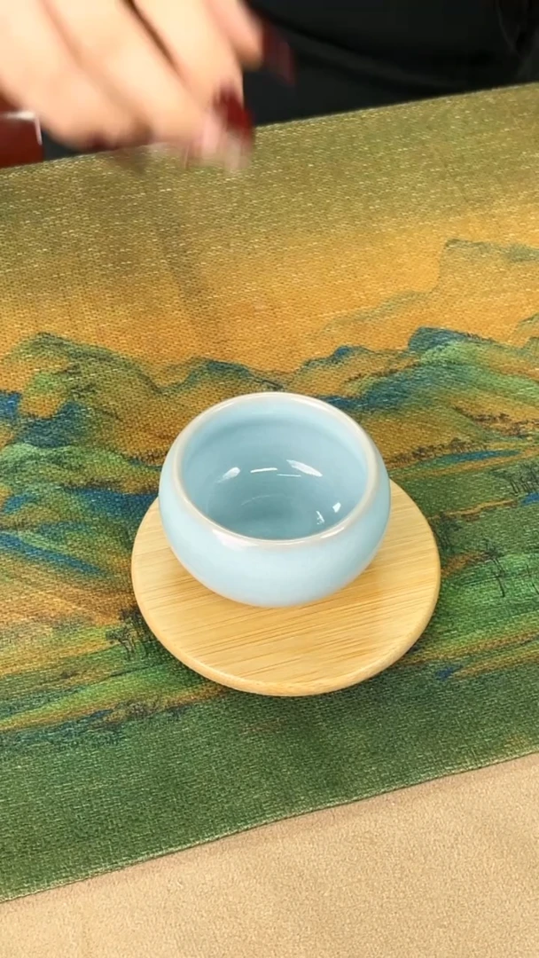 杯子瓷韩红 天青釉 小禅定