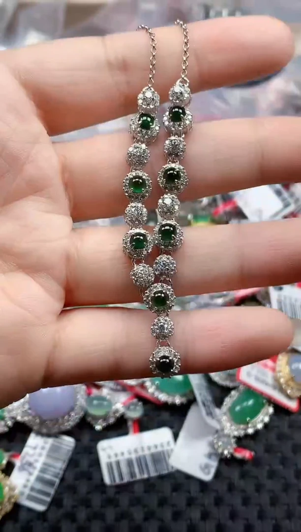 银S925镶嵌戒指翡翠天然A货缅甸翡翠