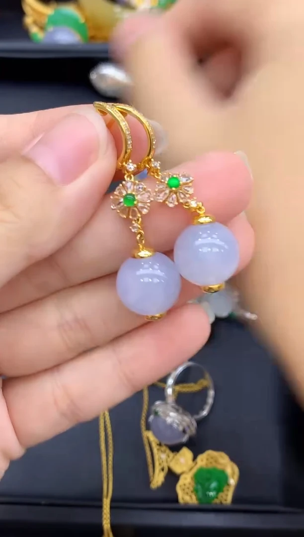 18K金镶嵌翡翠耳饰596-中国好珍宝