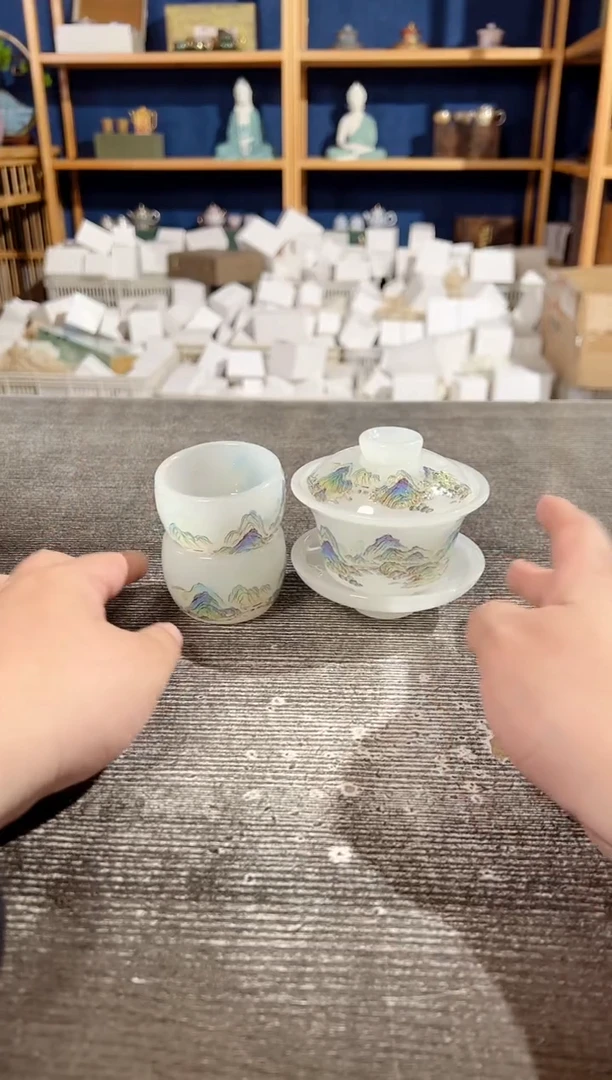 【闪购商品】其他千里江山琉璃三才盖碗+2杯