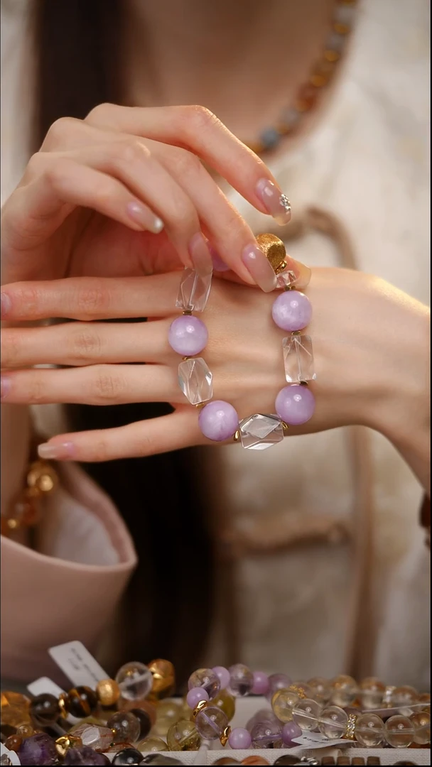 未镶嵌手链水晶紫锂辉白水