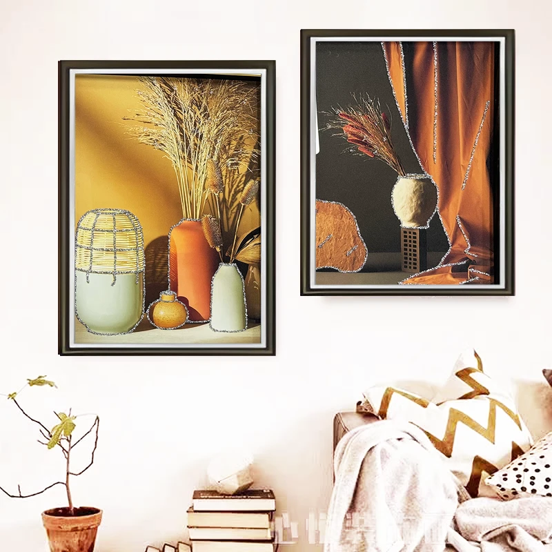 L69餐厅背景墙装饰画现代轻奢高级感客厅壁画简约饭厅墙面艺术画