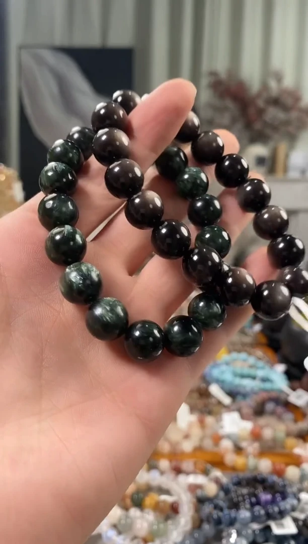 未镶嵌手链水晶猫银耀+绿龙