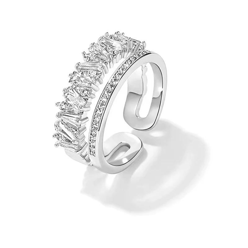 黄铜锆石戒指 [385]高级感轻奢双层满镶钻网红排钻ins韩国女戒指