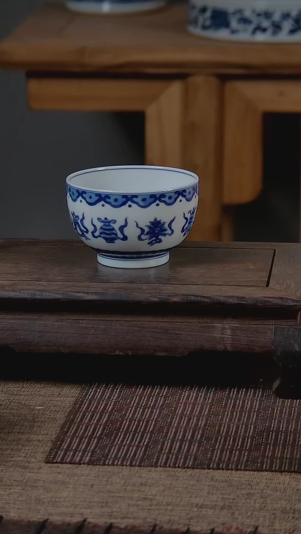 折葵非器手工手绘莲托八宝禅定杯