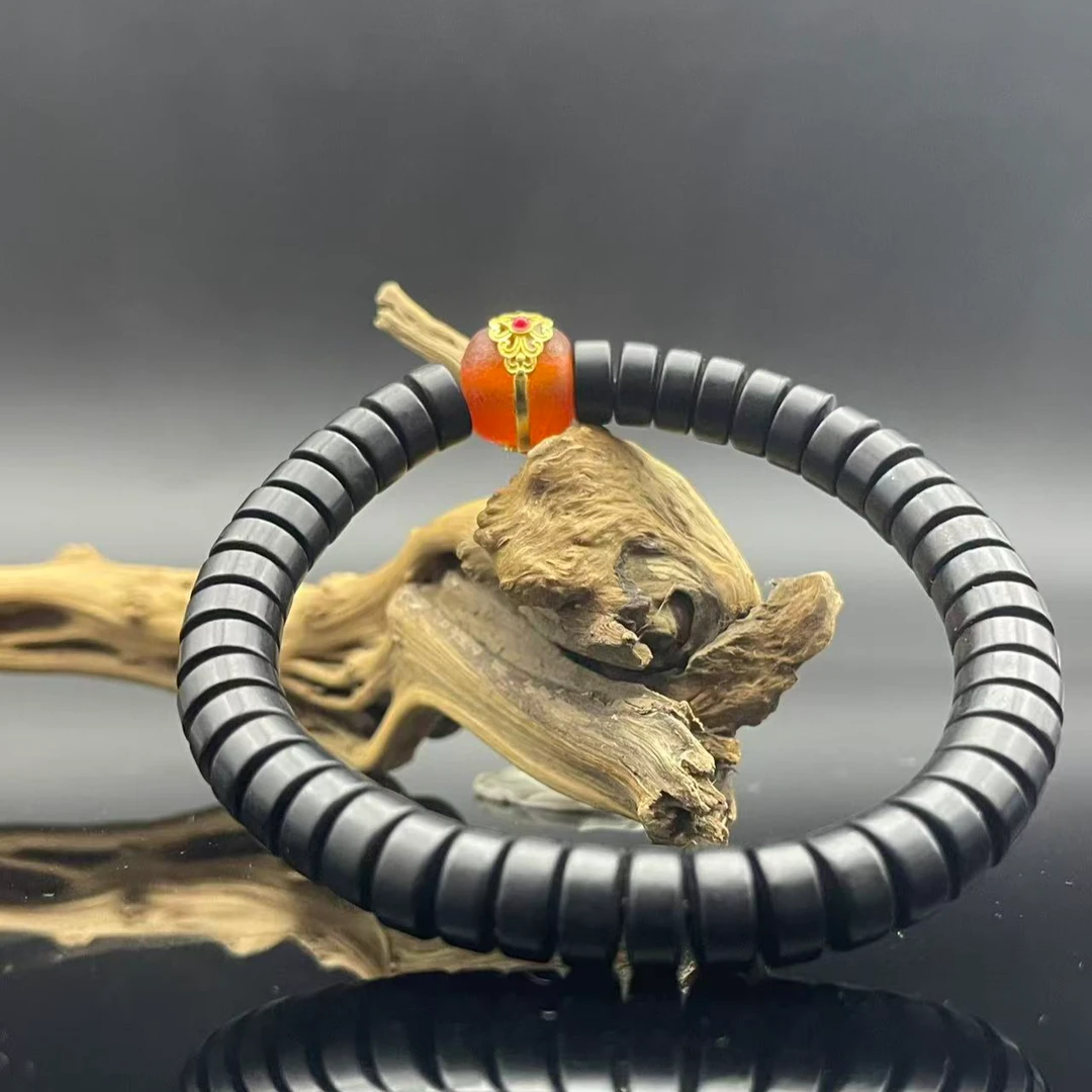 和田玉墨玉直切手串5671