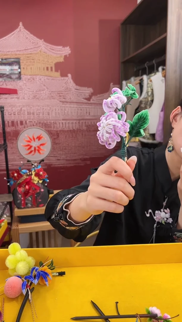 【闪购商品】刺绣非遗绒花（发饰）