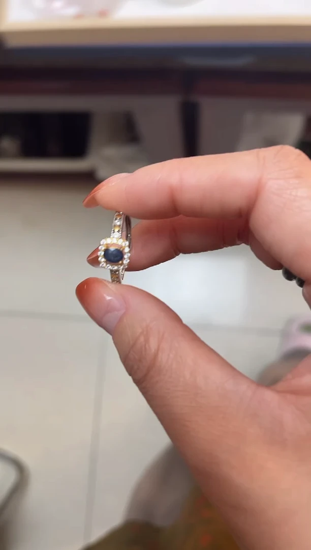【闪购商品】蓝宝石戒指银S925镀金镶嵌戒指