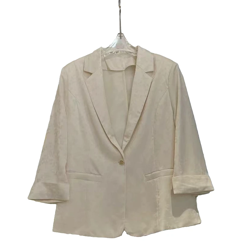 【锦衣服饰】8820七分袖百搭提花贡缎显瘦西装外套