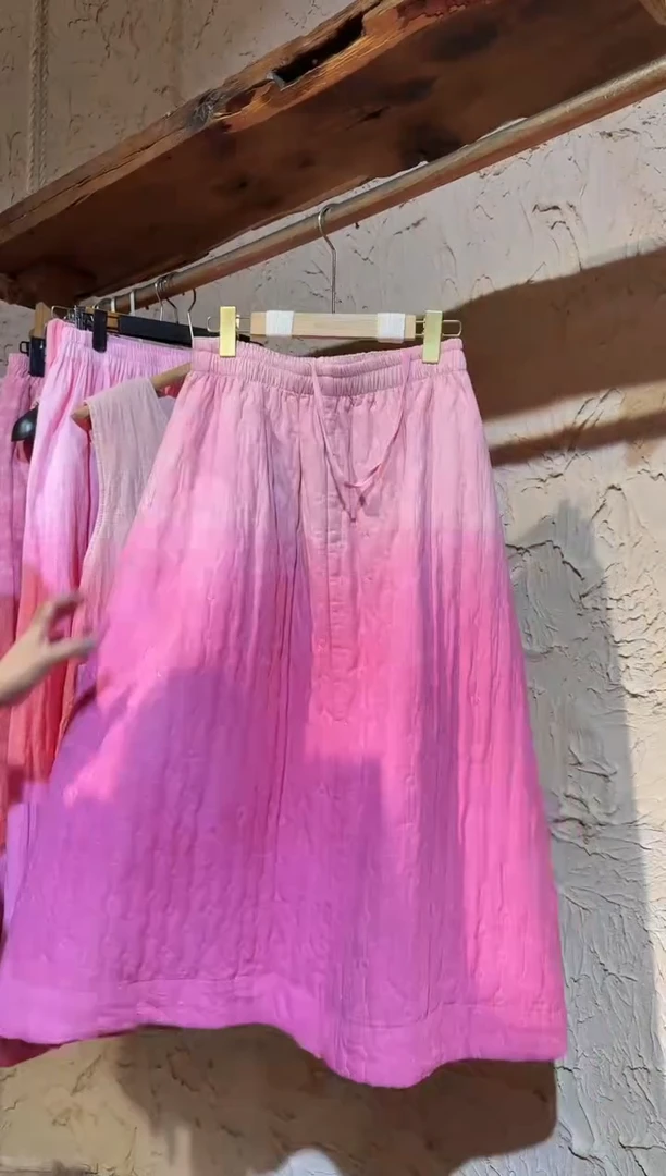 苏木植物染麻料水帘洞半裙