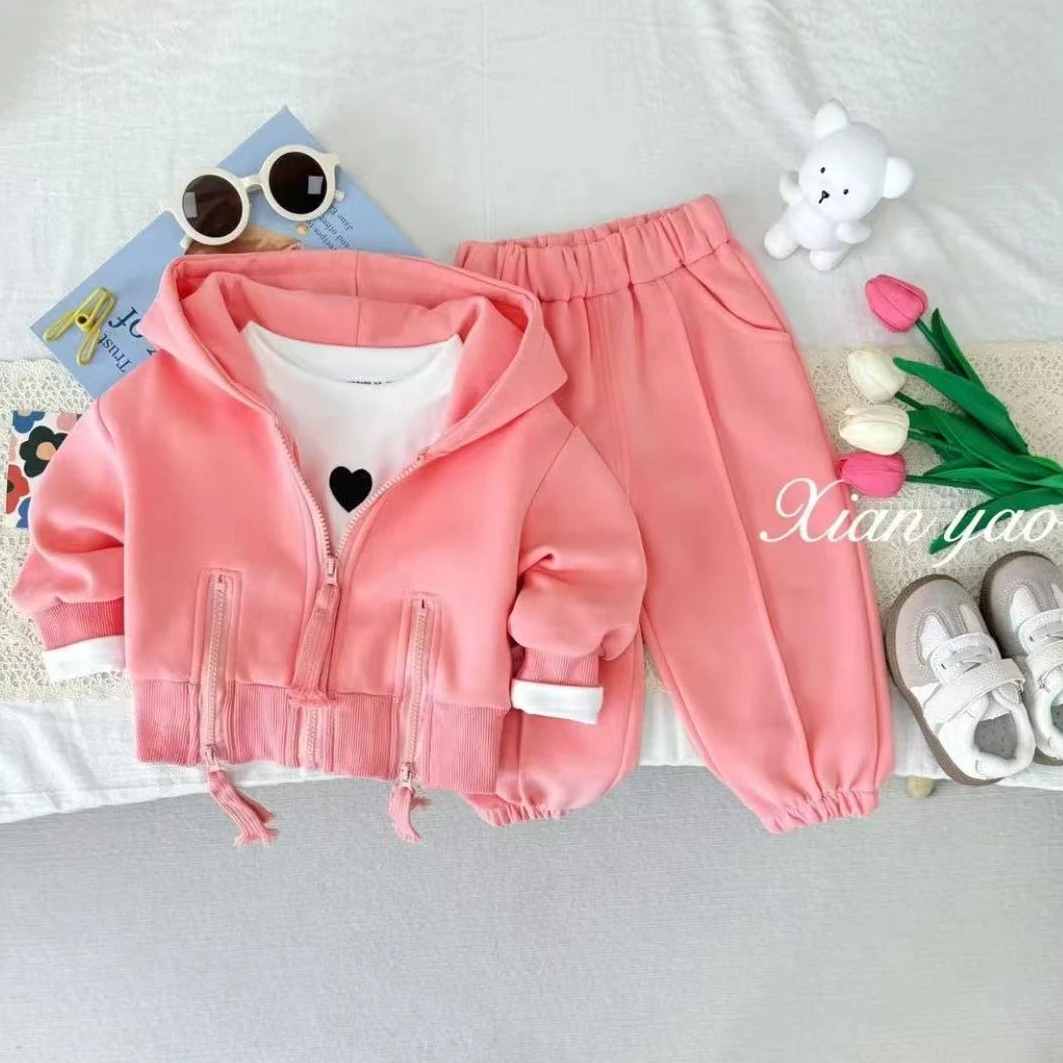 25早春女童套装新款儿童洋气休闲外套女宝运动两件套SJ-J-C611