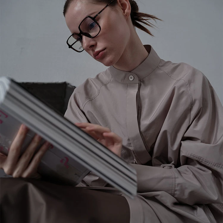 雅灰烟色立领宽松H型风衣FW3234B长袖休闲百搭春秋韩版