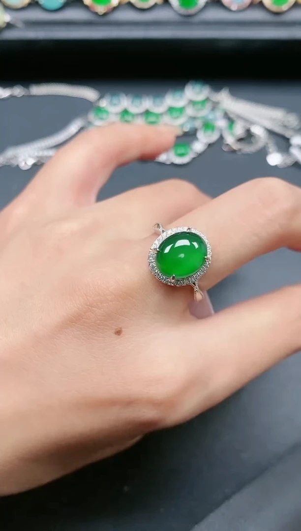 翡翠戒指银S925镶嵌1111111