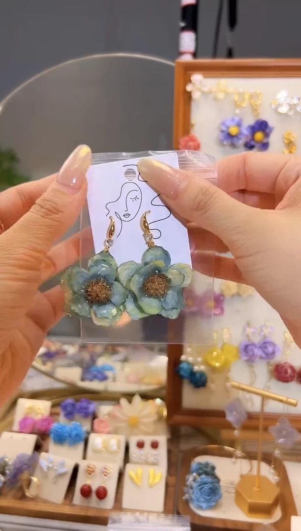 铜合金树脂925银水墨蓝短钩