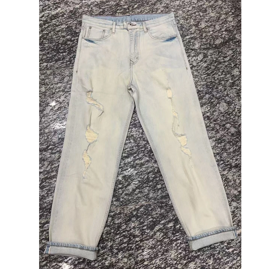【赤耳丹宁】男士 破洞浅蓝高品质牛仔裤#355款