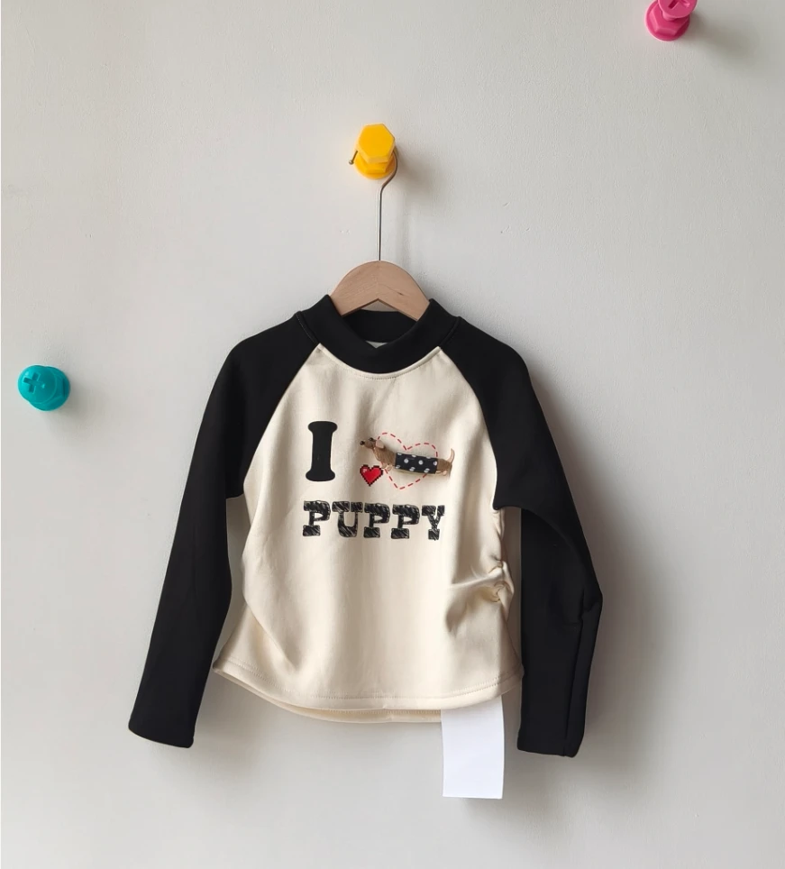 2025新款秋冬女童黑白撞色腊肠狗加绒辣妹长袖高街时尚潮流运动