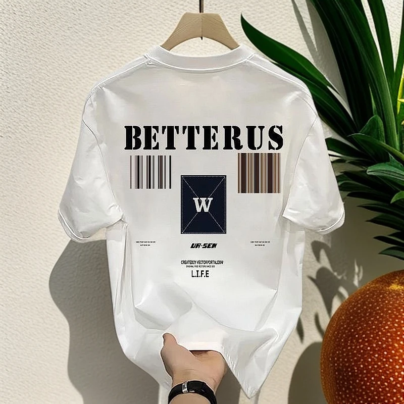 啄木鸟2025夏季新款印花体恤男士短袖T恤韩版潮流ins潮流T恤衫