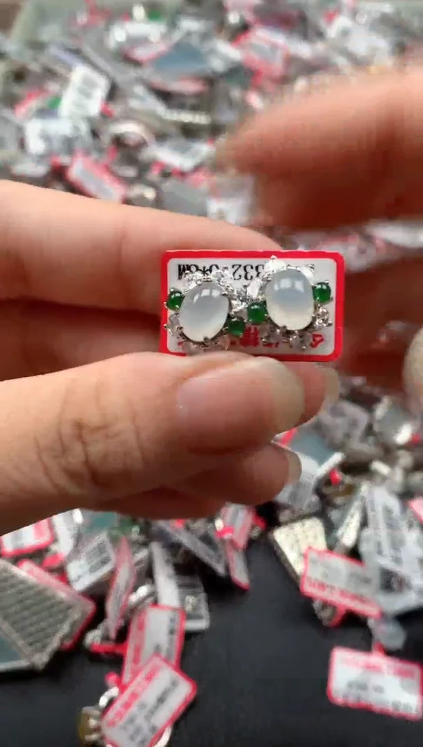 银S925镶嵌戒指翡翠天然A货缅甸翡翠