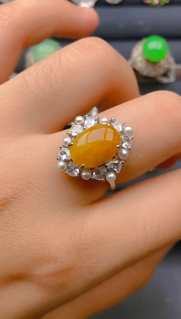 【闪购商品】翡翠戒指银S925镶嵌天然A货翡翠1