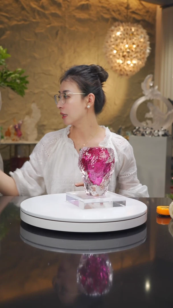 琉璃手工艺品福利金红水波纹香薰瓶