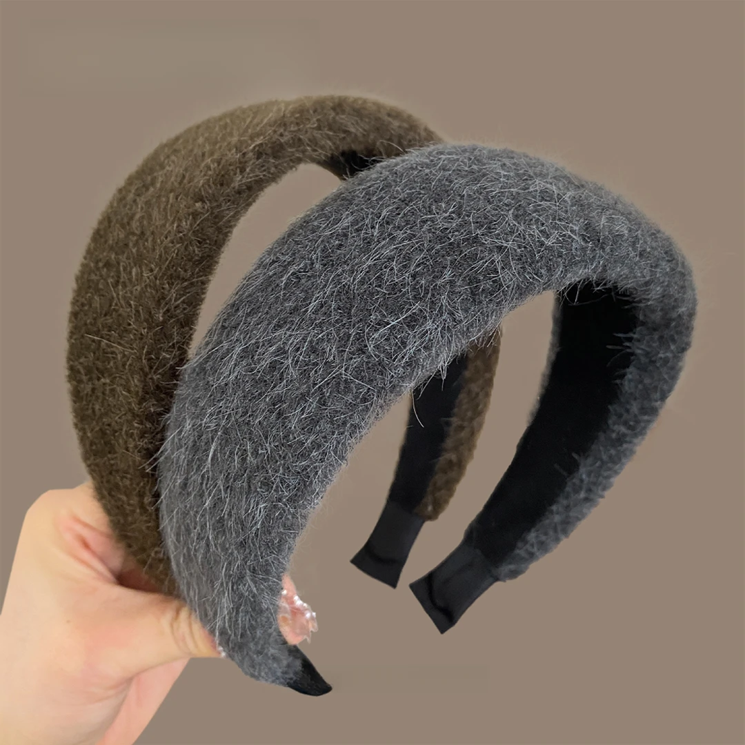 秋冬厚实小绒毛宽边发箍女复古氛围感高颅顶显脸小头箍百搭压发卡