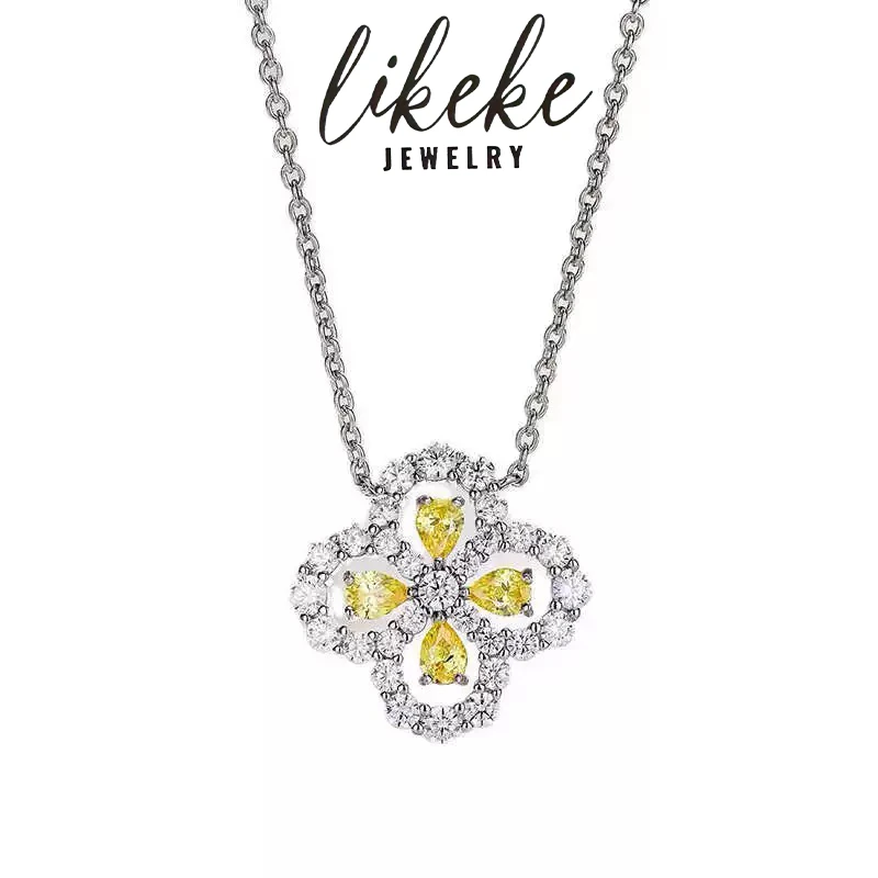 铜合金项链 LI KeKe 【夏上新】时尚轻奢女神镶嵌四叶项链D041