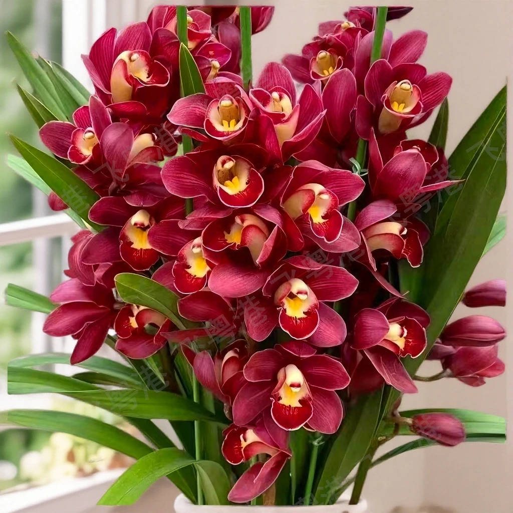 大花蕙兰红宝石5花剑起室内外好养四季开花浓香的兰花花卉盆栽