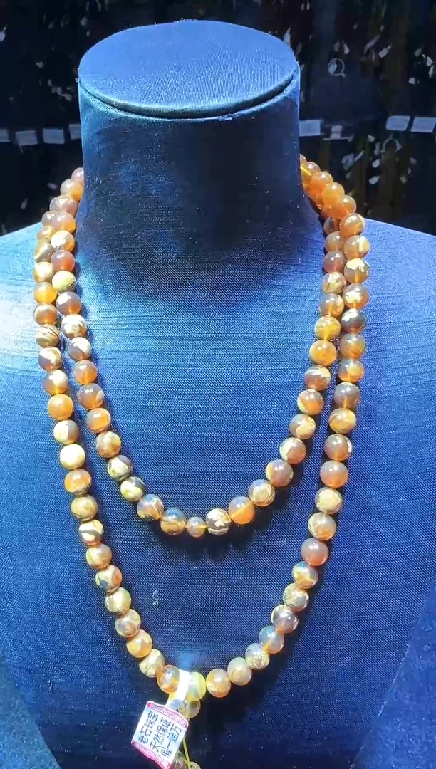 琥珀颈饰未镶嵌鹿**88缅甸琥珀溶洞蜜108.8mm