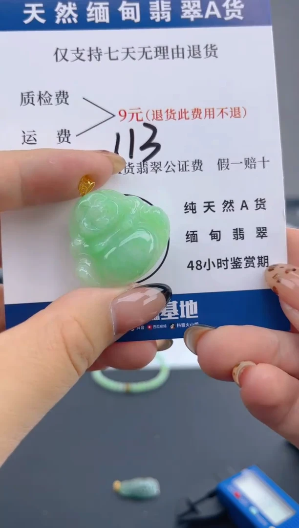 颈饰18K金镶嵌翡翠纯天然缅甸翡翠A货