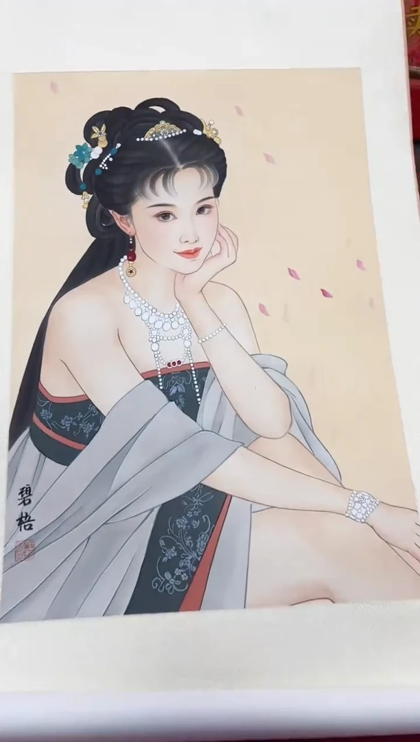 国画王碧梧绘画2.7pc绢本人物卷轴