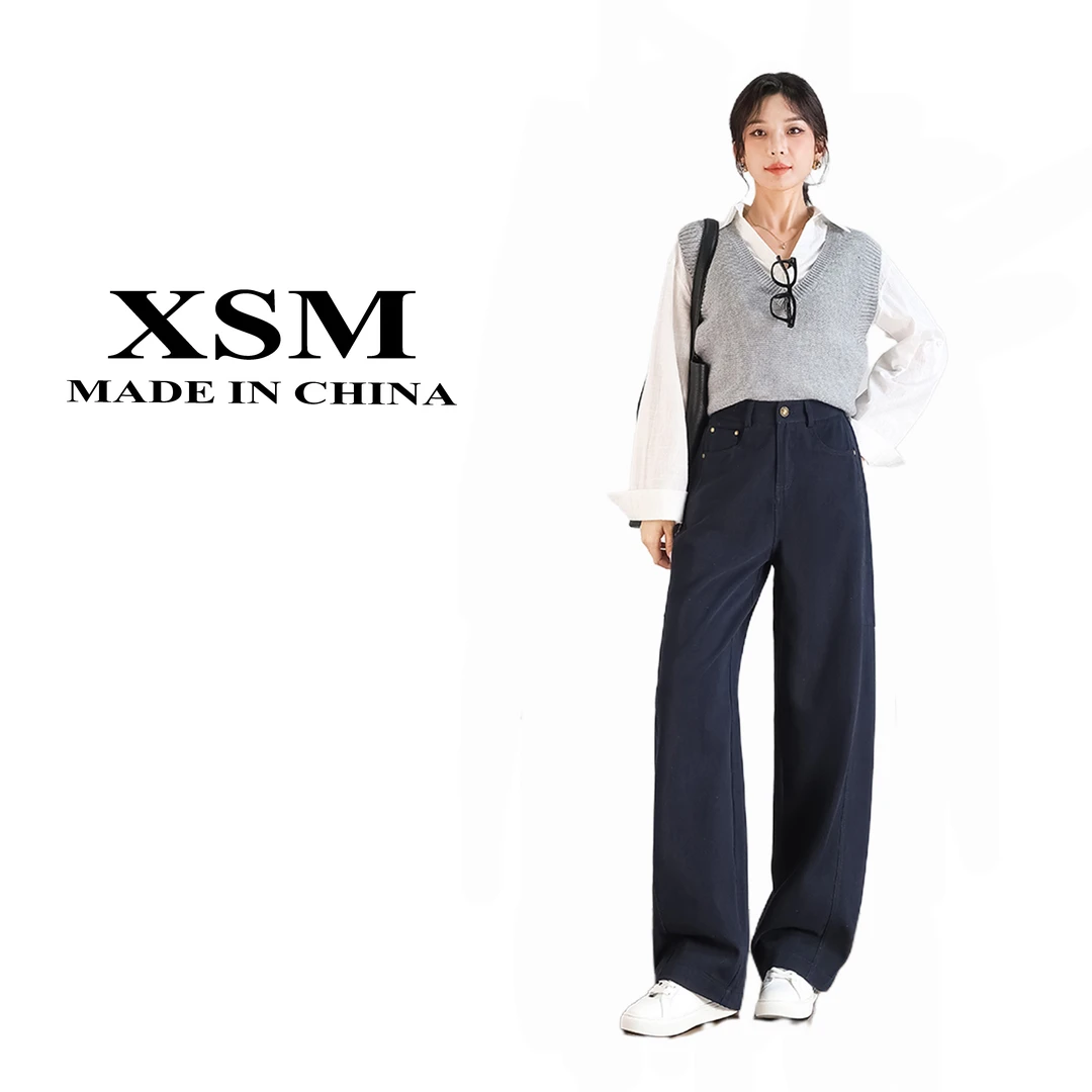高腰全棉水洗弯刀牛仔裤 X8862/AS