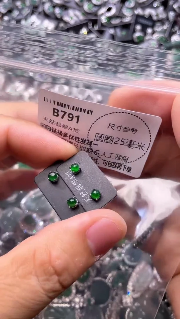 翡翠未镶嵌颈饰B791耳钉 多样性发其一