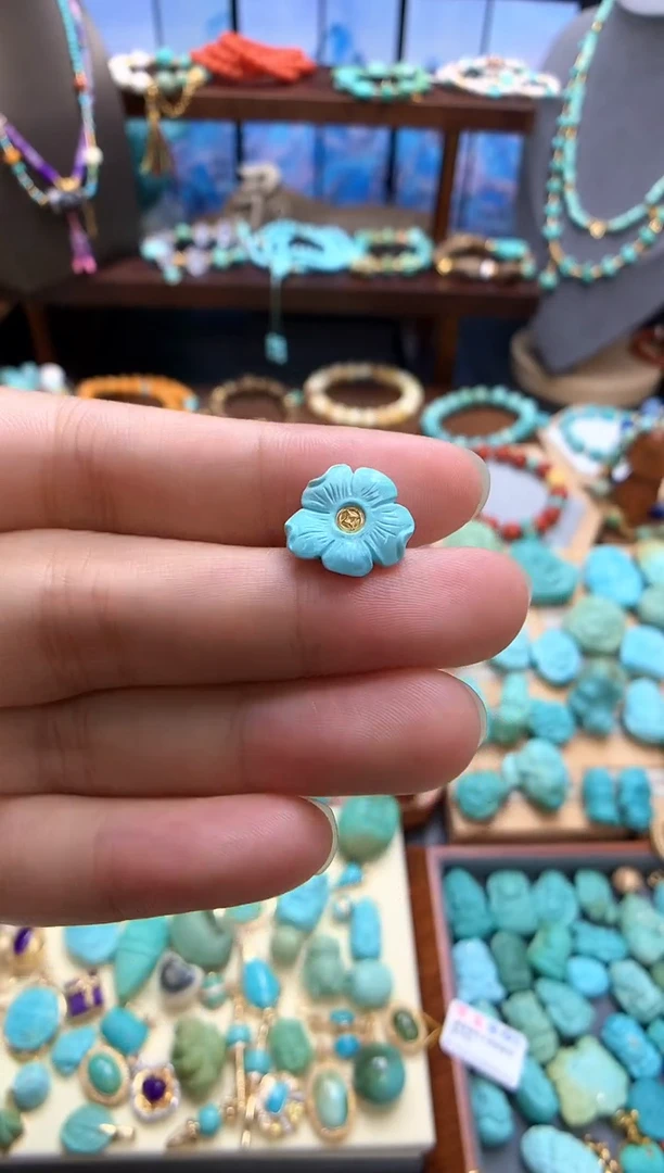 未镶嵌绿松石挂件高瓷绿松石花