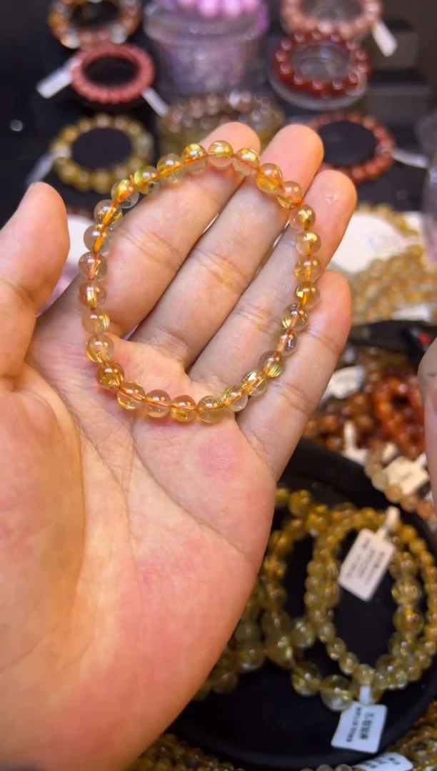 未镶嵌手串水晶金发晶6mm+