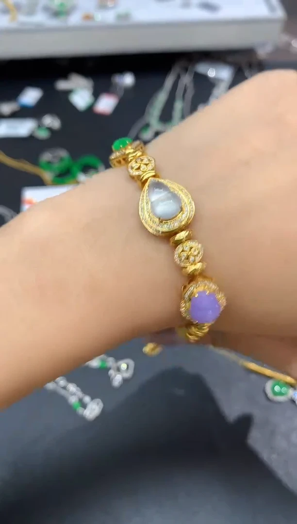 18K金镶嵌手链翡翠手链A8|58000