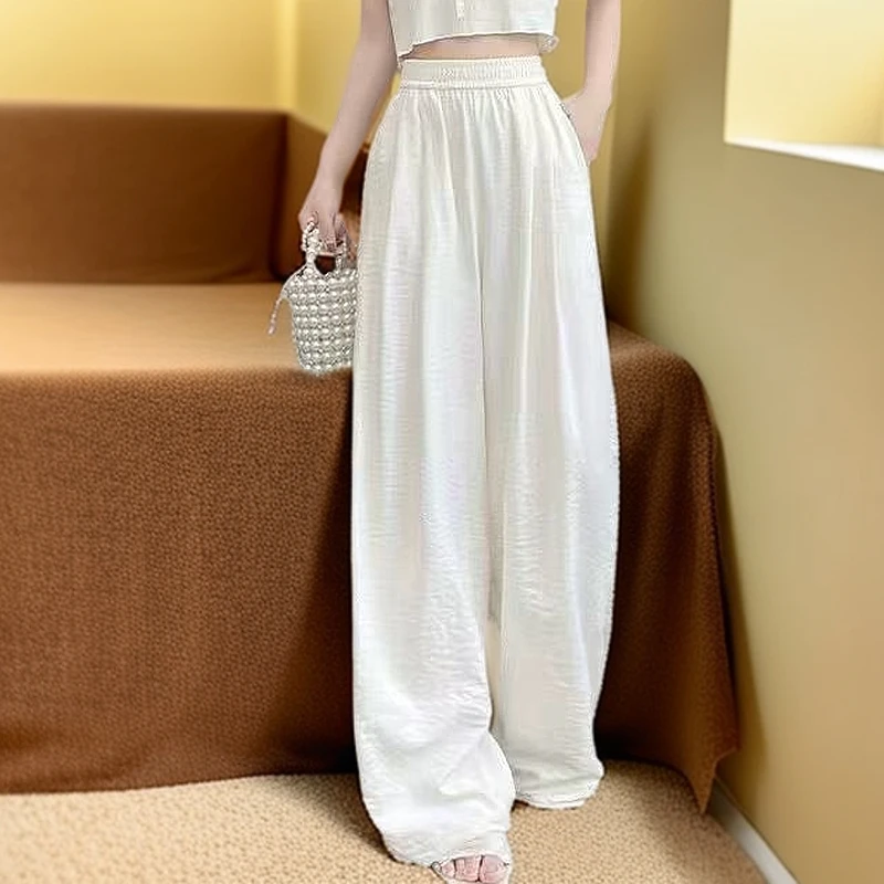 5790新款宽松显瘦休闲超级垂感高腰阔腿裤