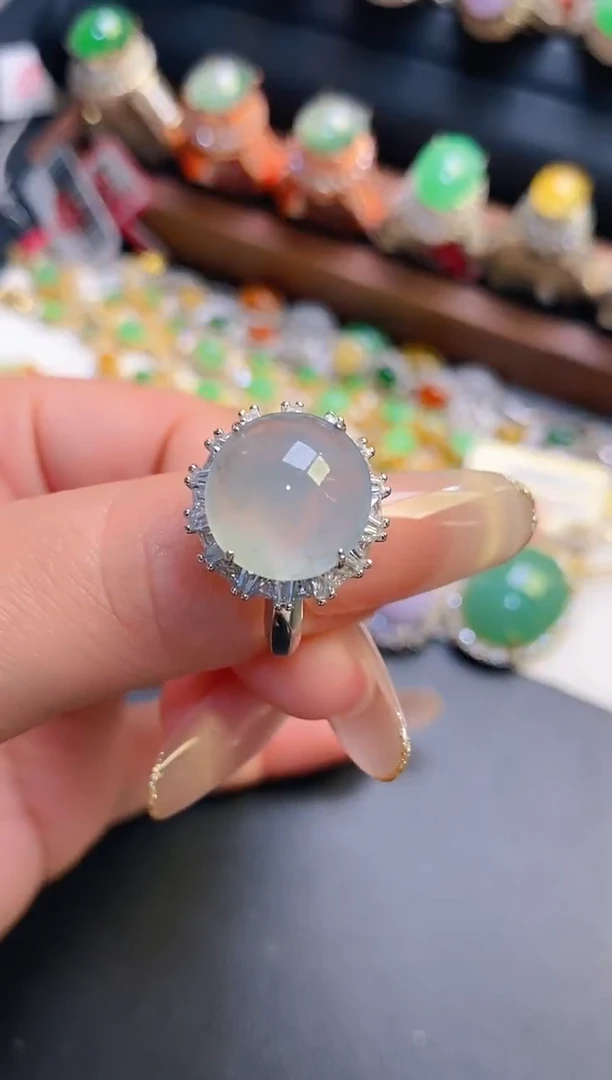 银S925镶嵌戒指翡翠天然