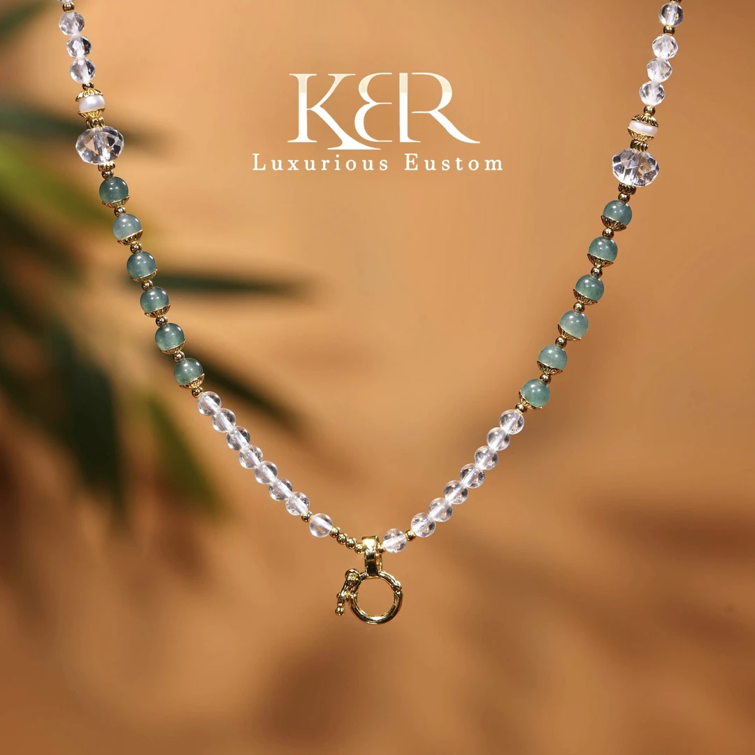 原创DIY设计 天然A货翡翠水晶项链 百搭简约时尚 KBR50604001