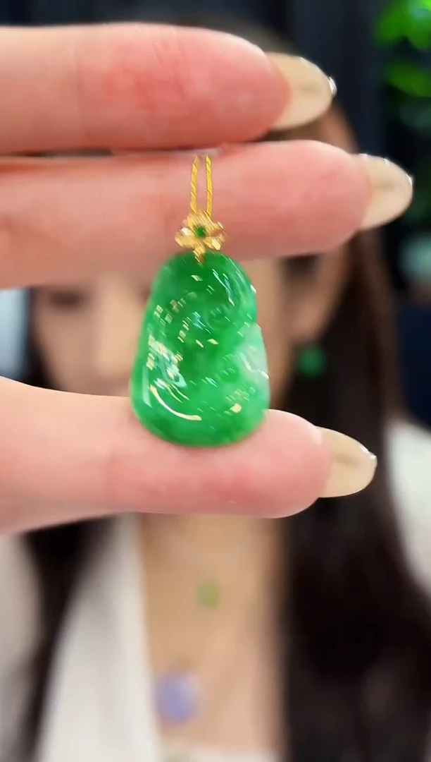 翡翠18K金镶嵌颈饰 缅料A货/支持复检/一件