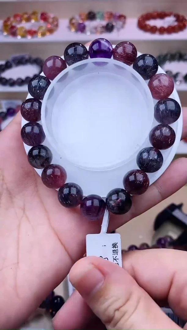 水晶手链未镶嵌黑加仑超七单圈11m+