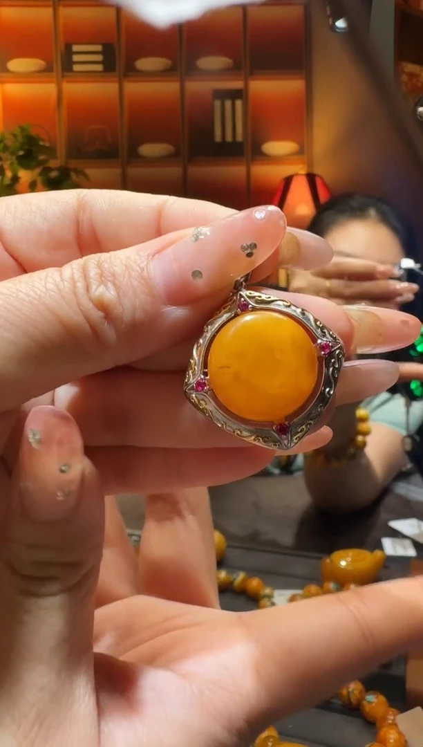 蜜蜡颈饰银S925镶嵌0825天然蜜蜡珠宝奇石全都保真