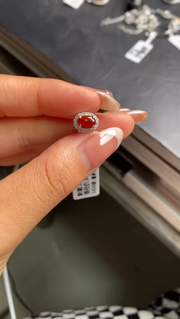 银S925镶嵌戒指翡翠天然A货翡翠