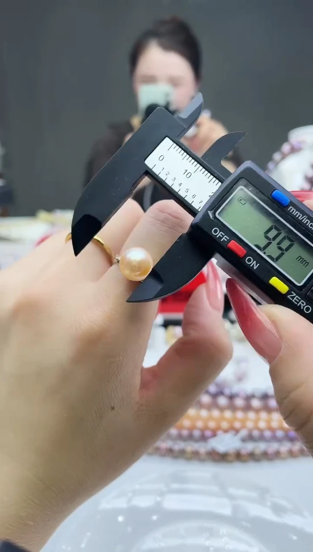 未镶嵌戒指淡水珍珠中国红戒指