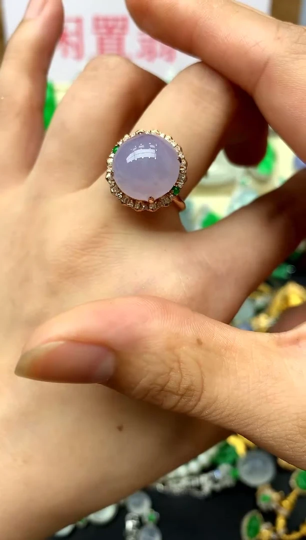 翡翠戒指18K金镶嵌424-中国好珍宝