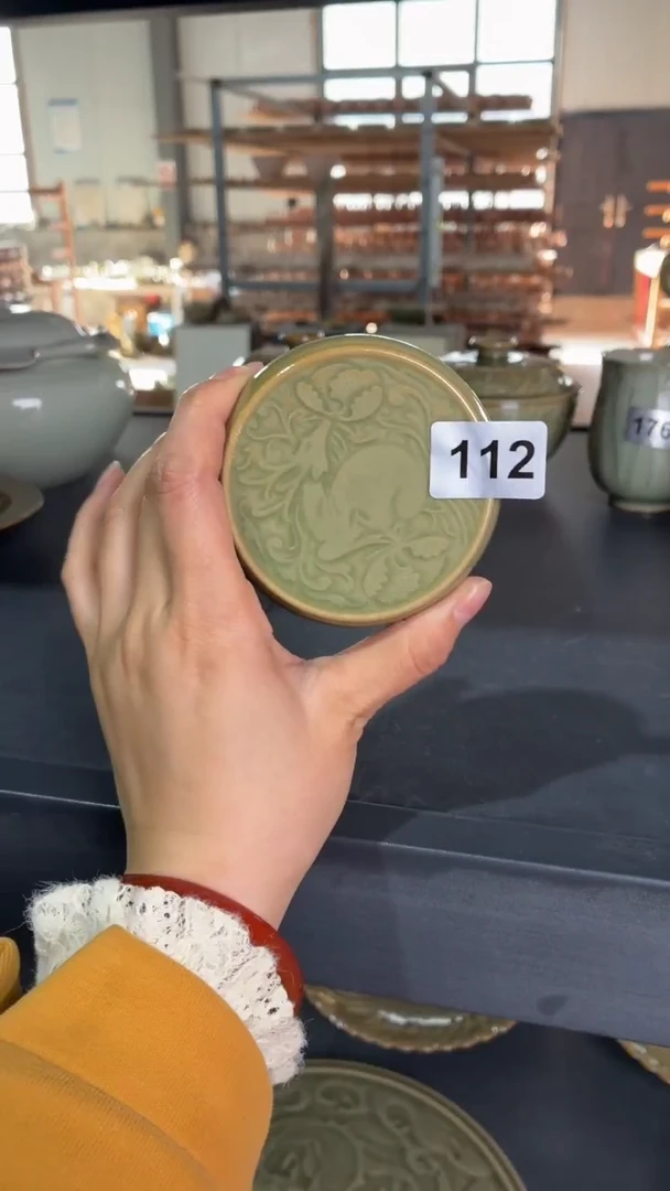 耀州窑仰山鹿纹盖置112