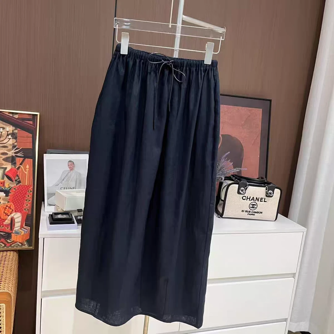 洁春夏松紧腰苎麻半身裙女生中长款KK27B026