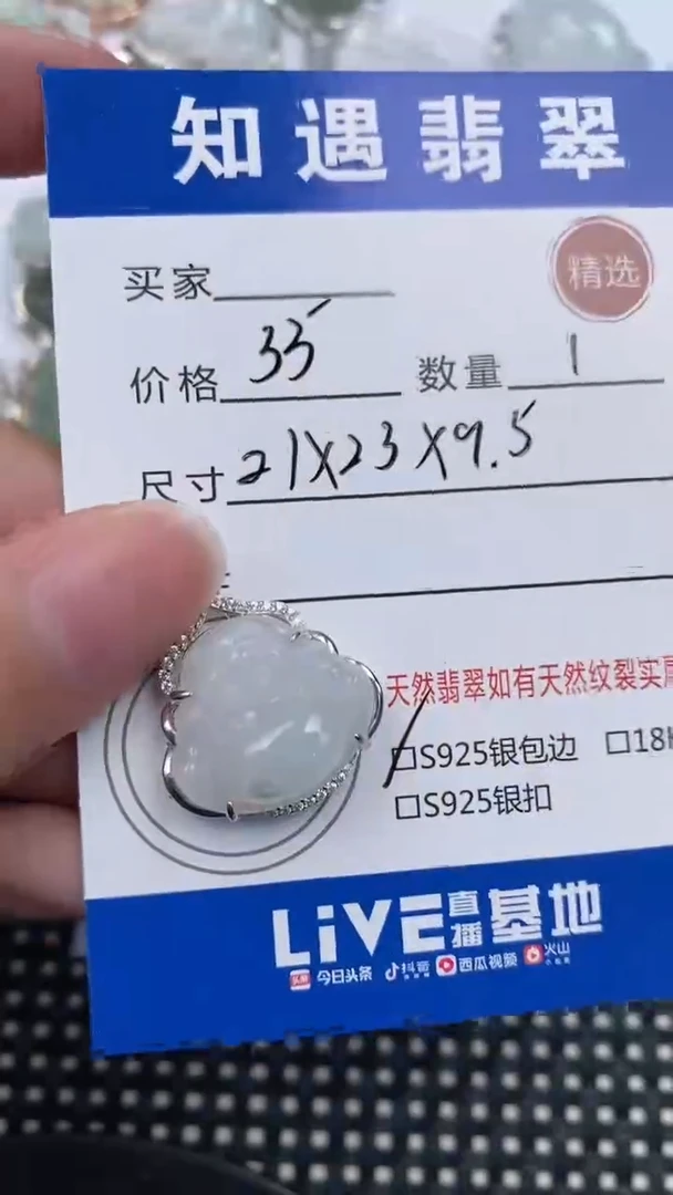 翡翠银S925镶嵌颈饰挂件
