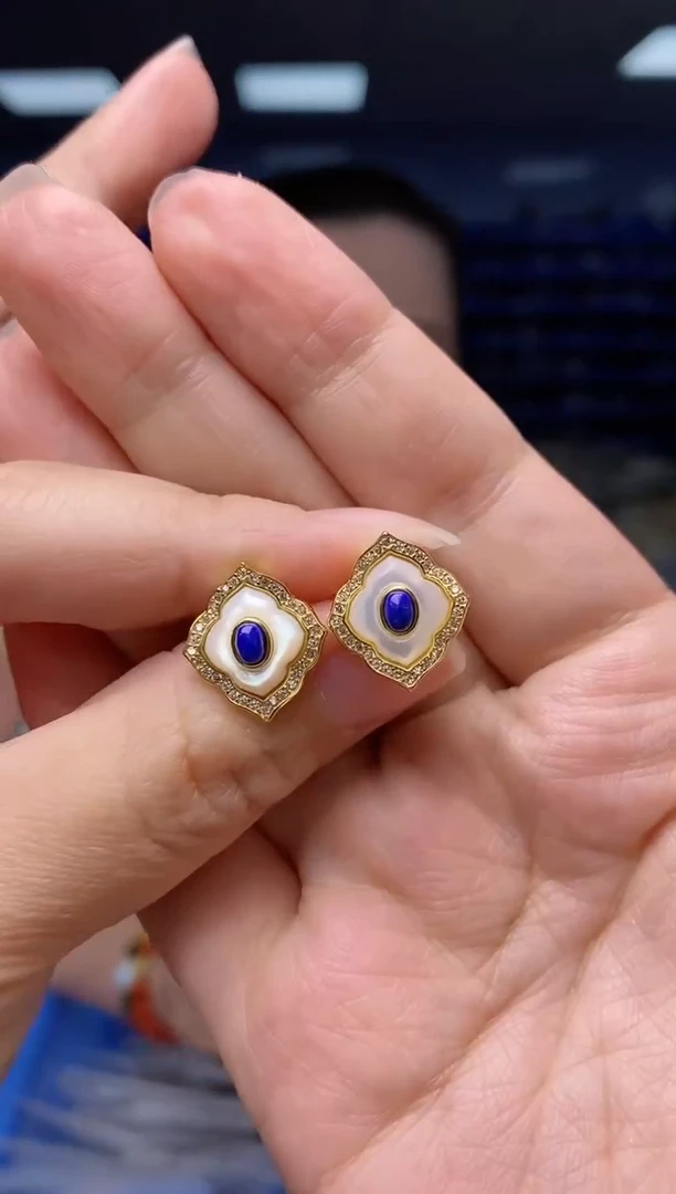 【闪购商品】青金石耳饰银S925镶嵌   EZ4075