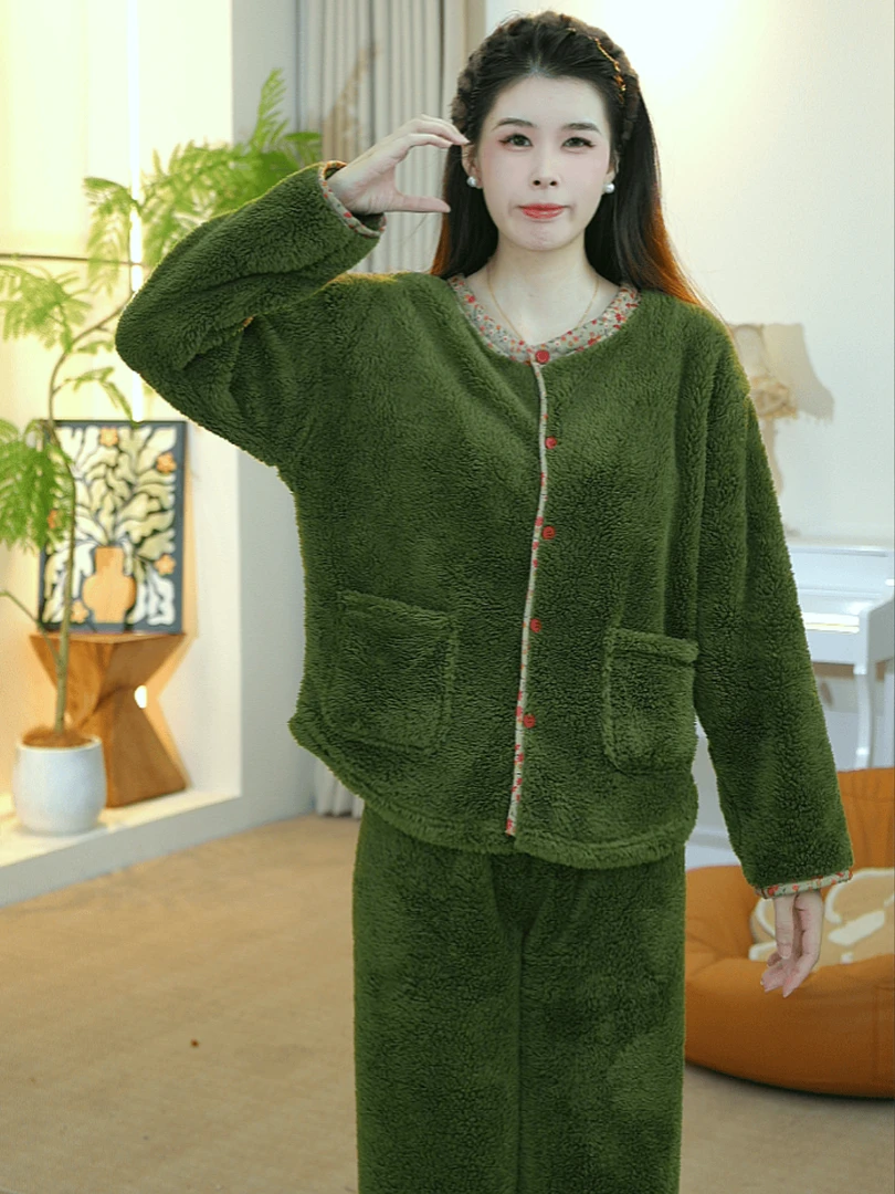 【木木夕专属】2025秋冬时尚女士休闲舒适加绒睡衣家居服绒款CYR